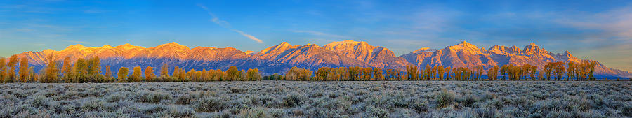 First Light on the Tetons Limited Edition Panorama Photograph by Greg Norrell
