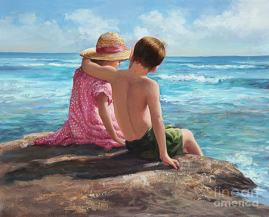 Beach Painting - First Love by the Seashore by Laurie Snow Hein