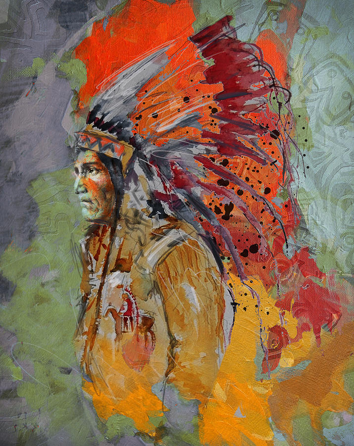 First Nations Painting - First Nations 9 B by Corporate Art Task Force