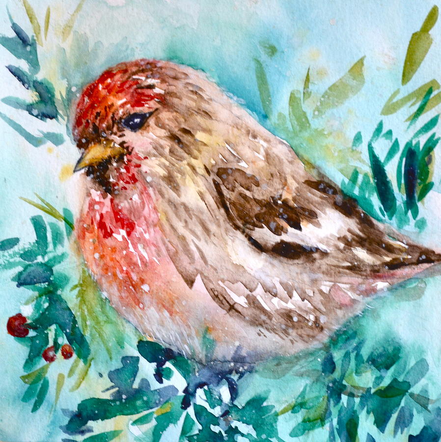 Bird Painting - First Noel by Beverley Harper Tinsley