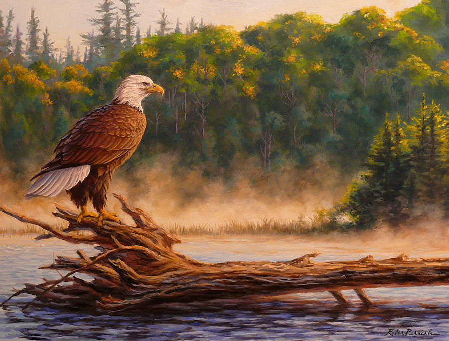 Eagle Painting - First on the Water by Robert Perrish