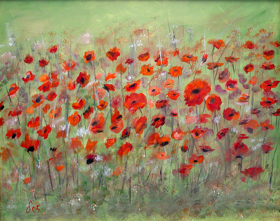 First Poppies Painting by Dorothy Maier