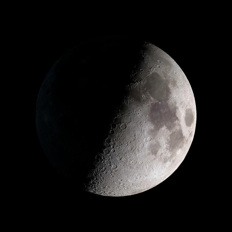 First Quarter Moon Photograph by Nasa/gsfc-svs/science Photo Library