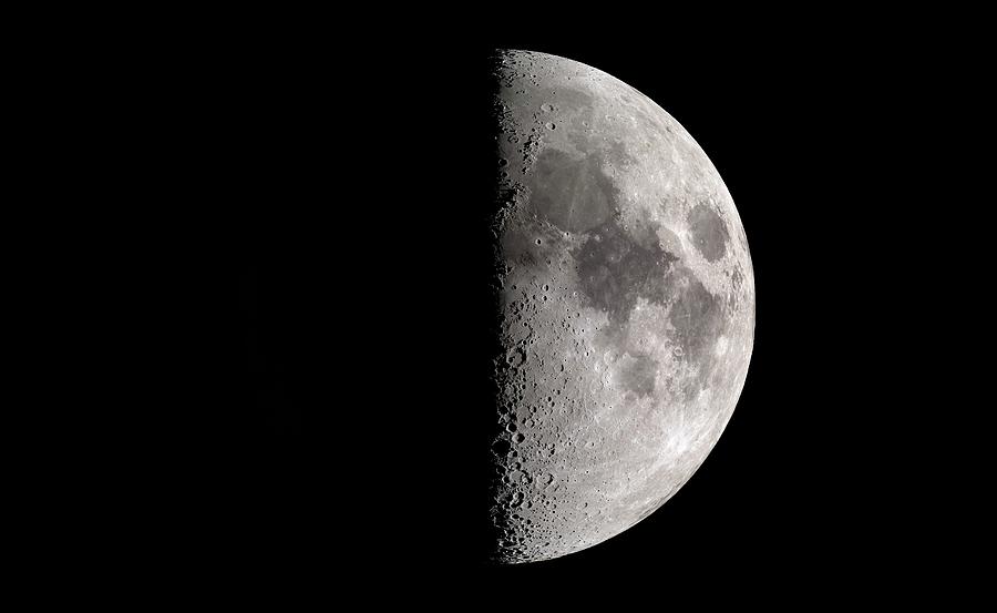 First Quarter Moon Photograph by Nasas Scientific Visualization Studio/science Photo Library