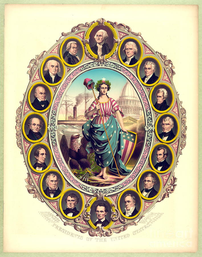 First Sixteen USA Presidents 1861 Photograph by Padre Art