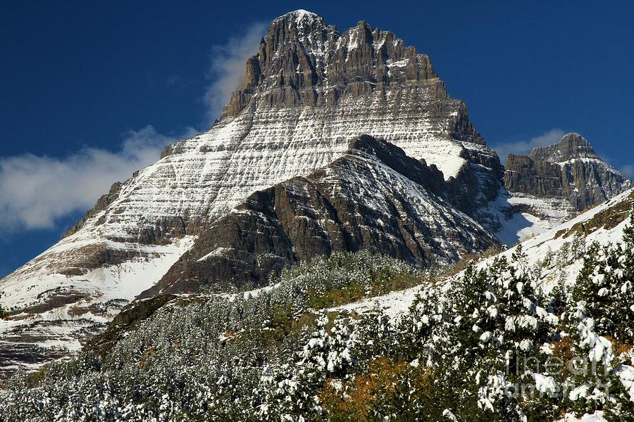 Glacier National Park Photograph - First Snow At Mount Wilbur  by Adam Jewell