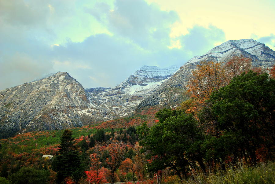 First Snow Fall on Timpanogos Photograph by Nathan Abbott