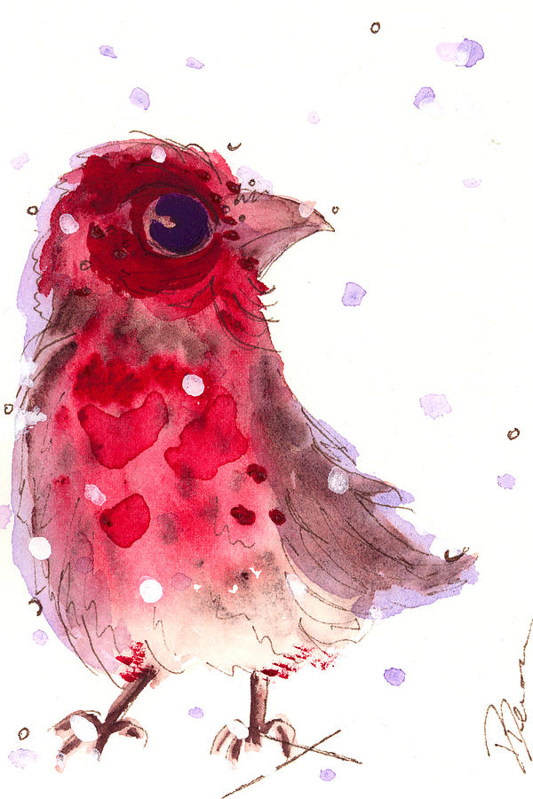 First Snow Finch Painting by Dawn Derman