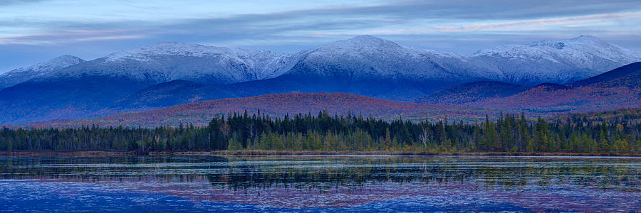 First Snow from Cherry Pond Panorama Photograph by White Mountain Images