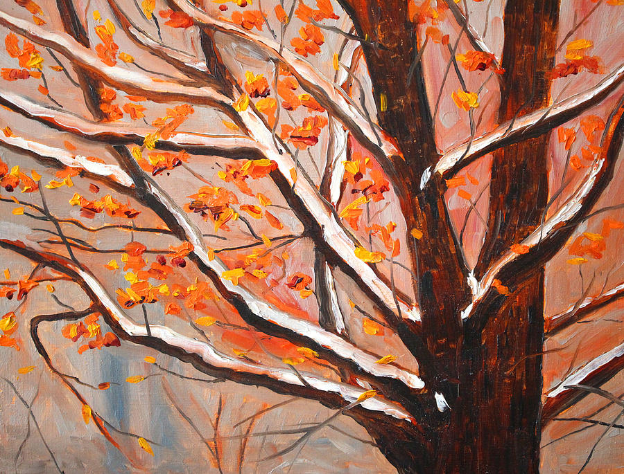 Fall Painting - First Snow by Nancy Merkle