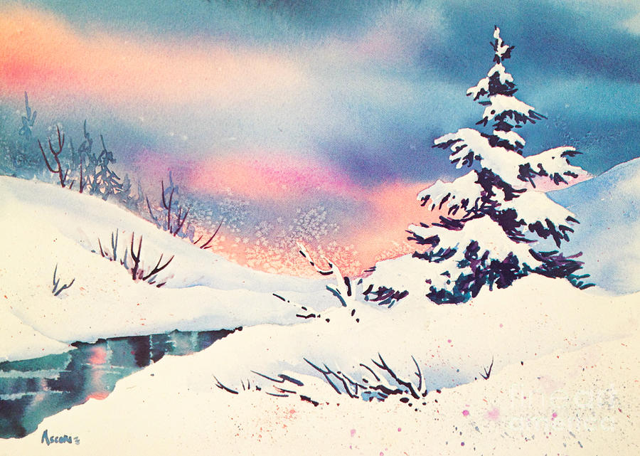 First Snow Painting by Teresa Ascone