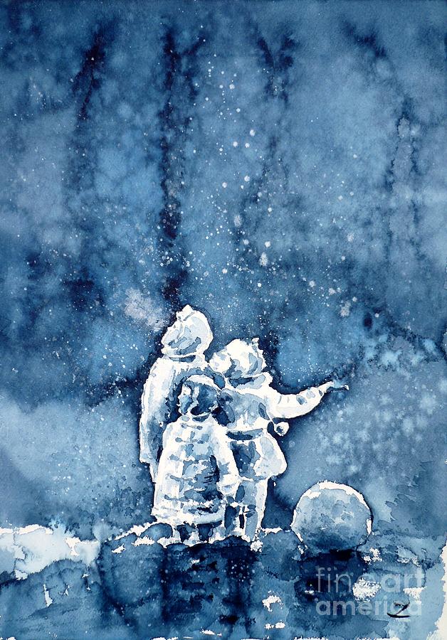 First Snow Painting by Zaira Dzhaubaeva