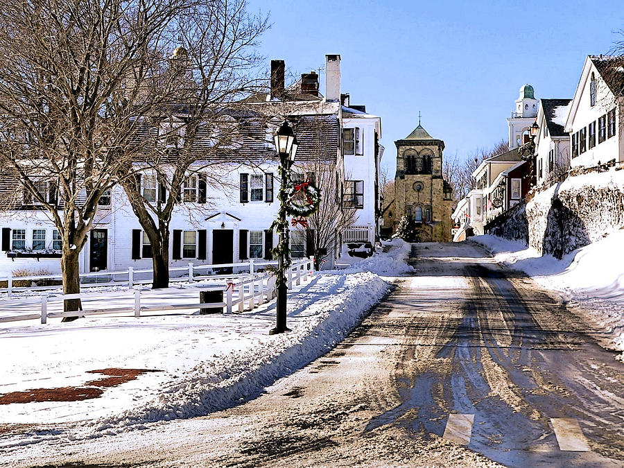 Winter Photograph - First Street in Plymouth MA by Janice Drew.
