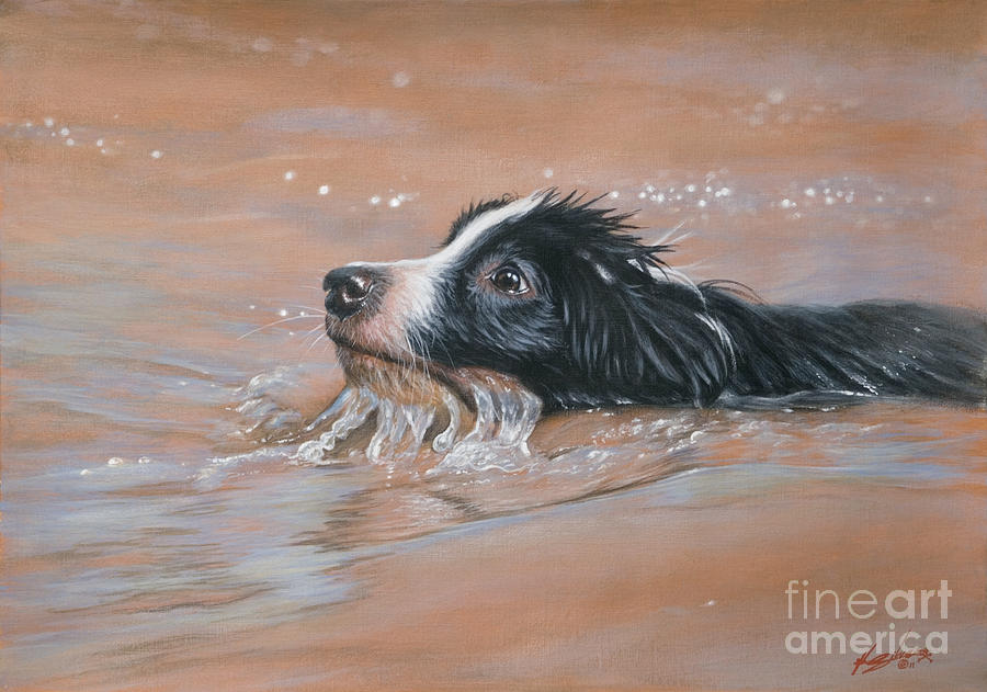 First swim Painting by John Silver