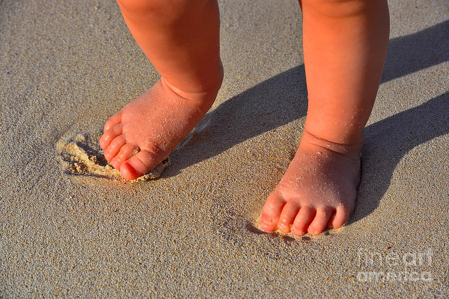 Baby Photograph - First Time on the Beach by Aloha Art