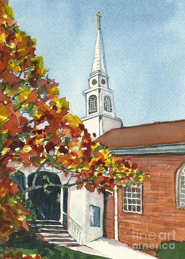 First United Methodist Church Westborough MA  Painting by Lynn Babineau