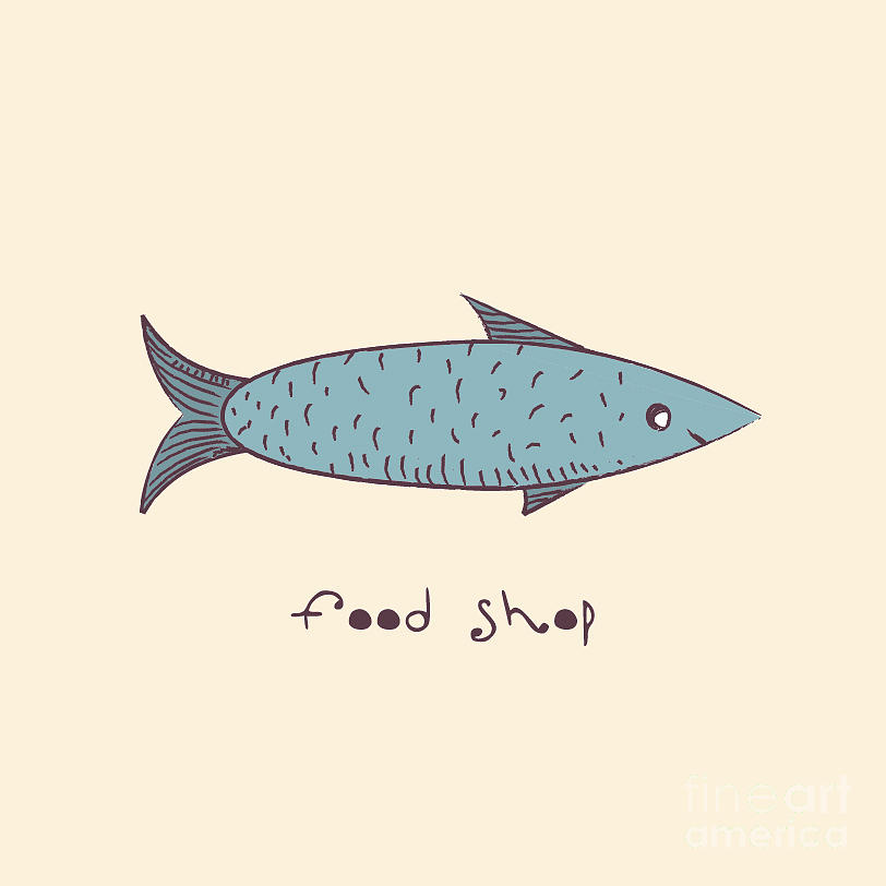 Symbol Digital Art - Fish A Freehand Drawing Logo Store Food by Natali Li Symbol Digital Art - Fish A Freehand Drawing Logo Store Food by Natali Li