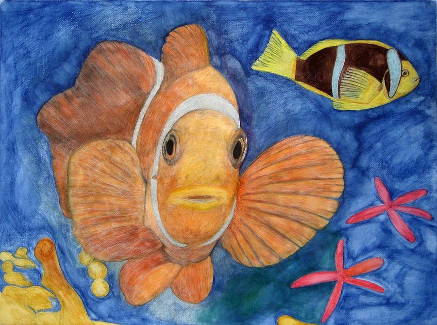 Clown Fish and Friend Painting by Laura Joan Levine