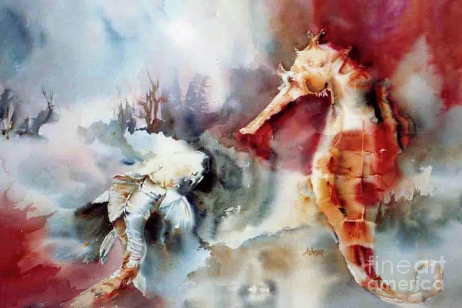Fish and Seahorse Painting by Donna Acheson-Juillet