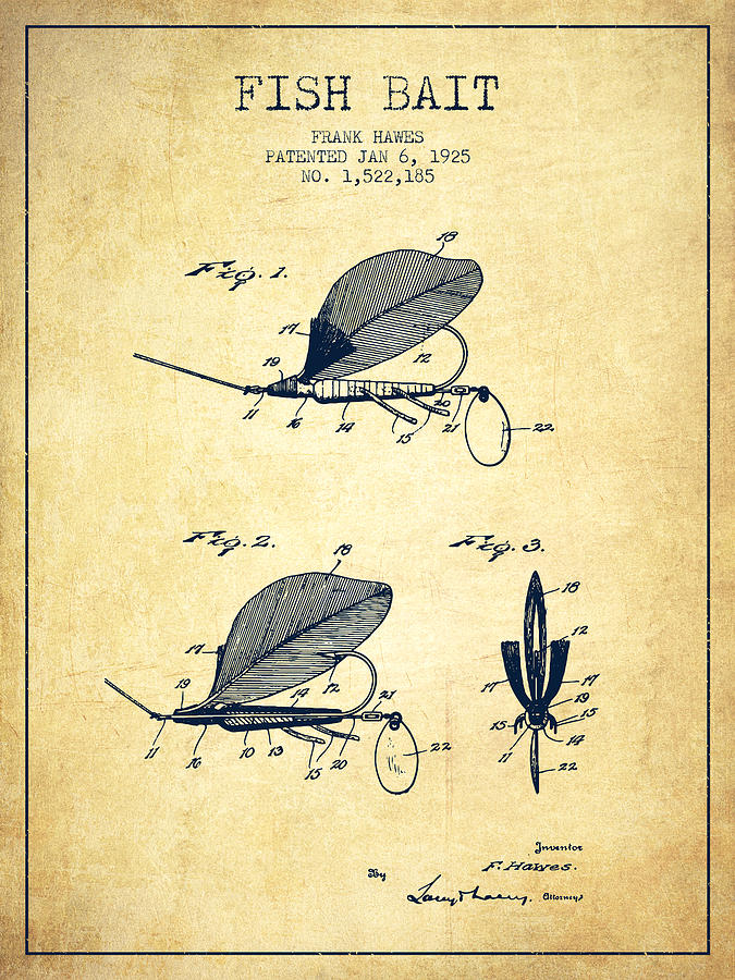 Fish Bait Patent From 1925 - Vintage Digital Art