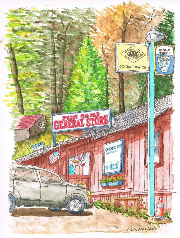 Fish Camp General Store in Yosemite National Park - California Painting by Carlos G Groppa