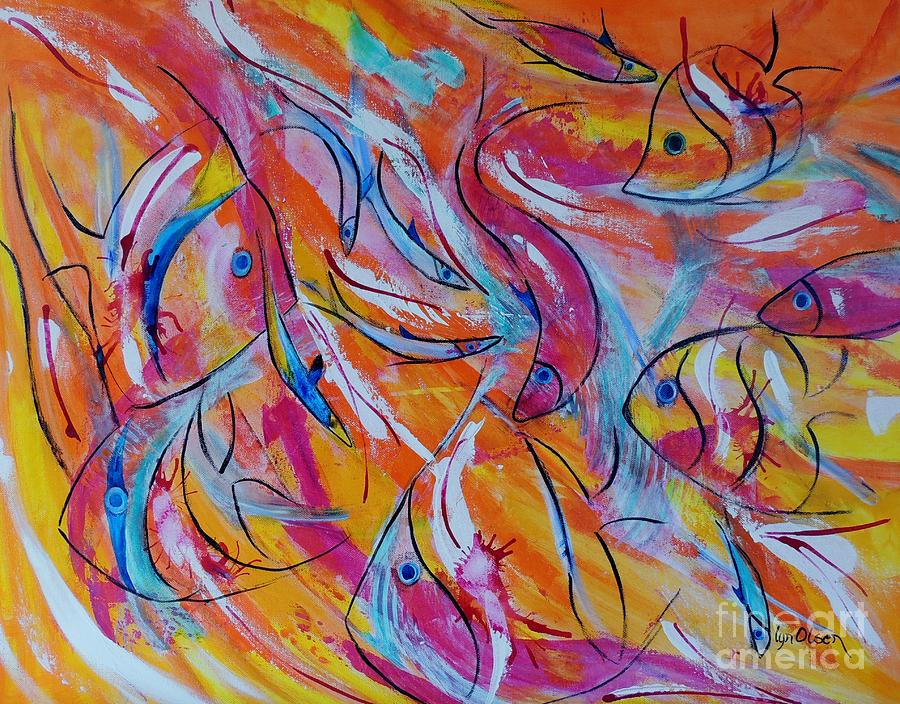 Fish Frenzy Painting by Lyn Olsen