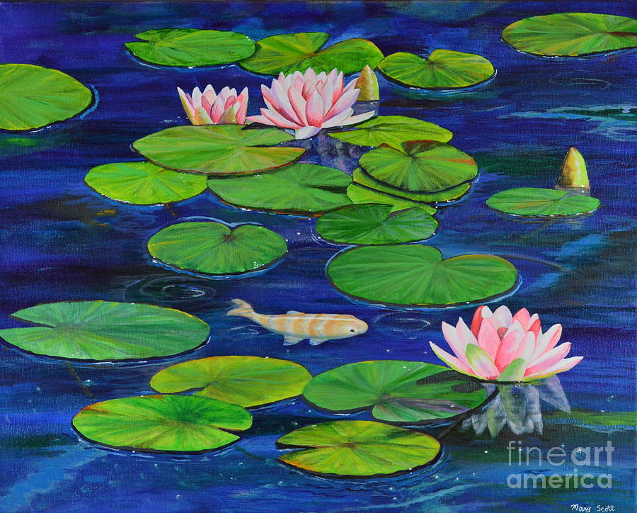 Tranquil Pond Painting by Mary Scott
