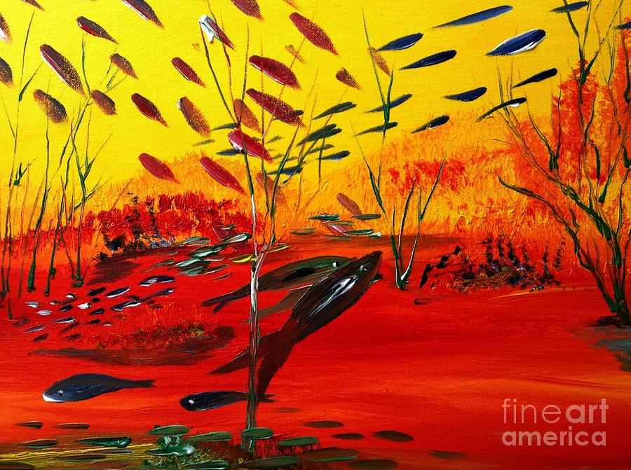 Fish in Sunny Water Painting by James and Donna Daugherty