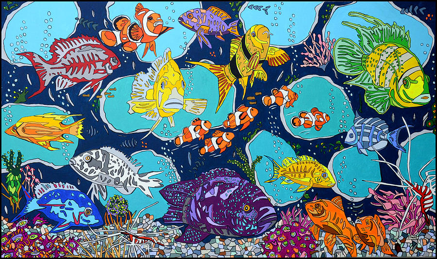 Fish Lines Painting by Mike Stanko