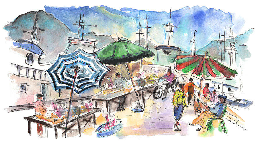 Fish Market in Santa Flavia Painting by Miki De Goodaboom