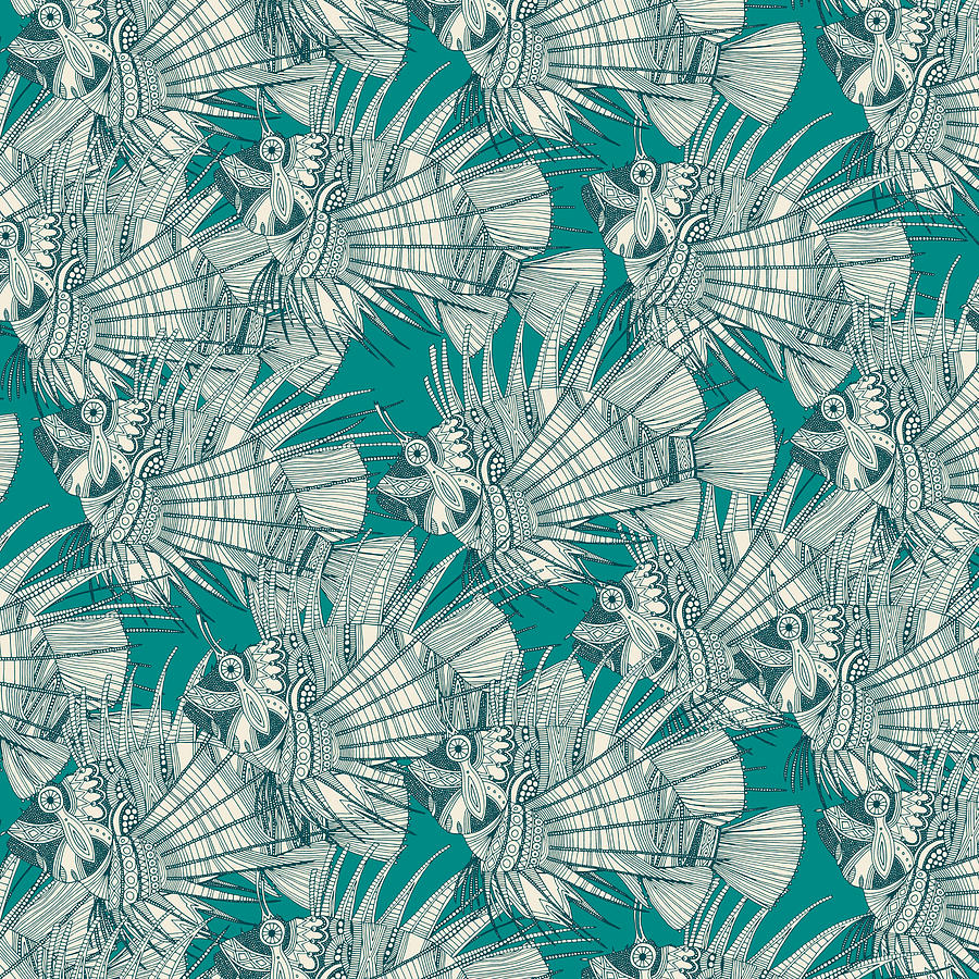 Fish Drawing - Fish Mirage Teal by MGL Meiklejohn Graphics Licensing