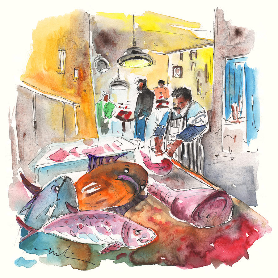 Fish Shop in Siracusa Painting by Miki De Goodaboom