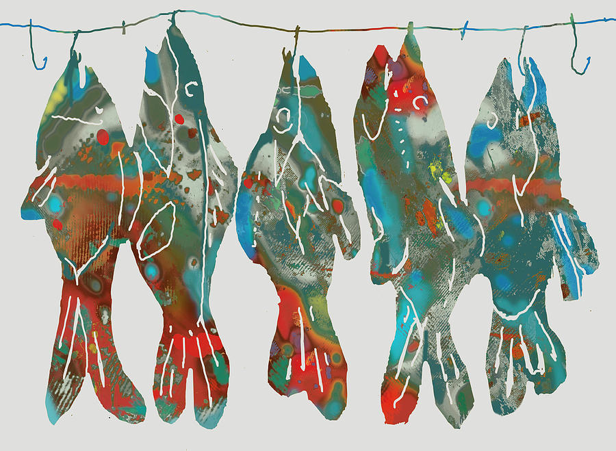 Fish stylised drawing art poster Drawing by Kim Wang