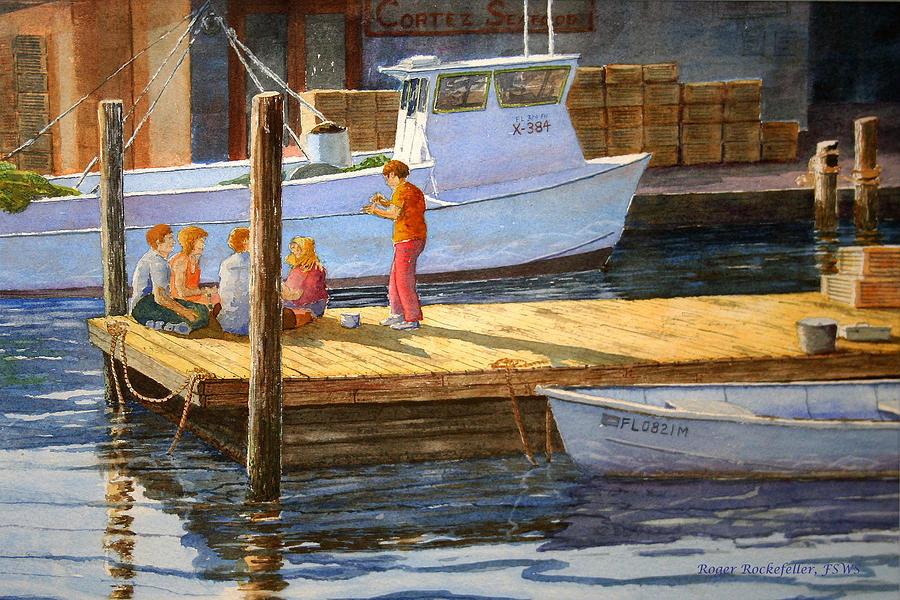 Fish Tales at Cortez Painting by Roger Rockefeller