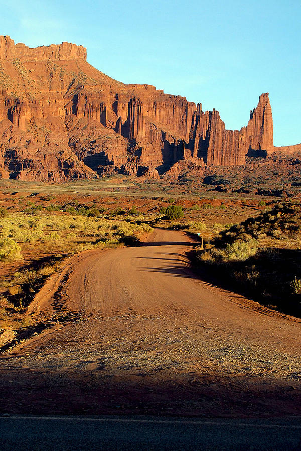 Sunset Photograph - Fisher Towers Road by Roger Burkart
