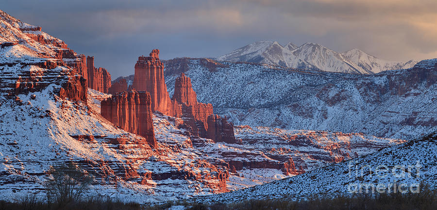 Fisher Towers Photograph - Fisher Towers Sunset Panorama by Adam Jewell