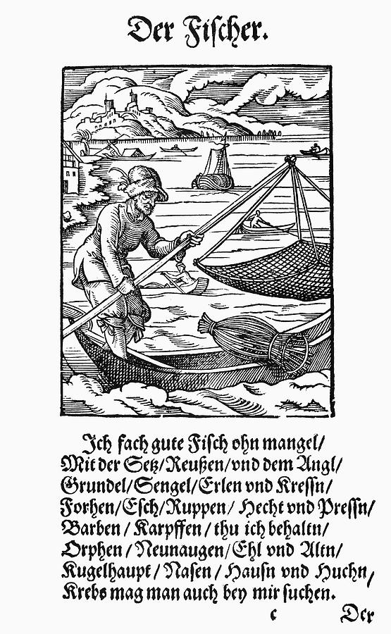 Fisherman, 1568 Painting by Granger