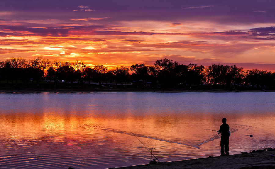 Colorado Springs Photograph - Fisherman at Sunrise by Teri Virbickis