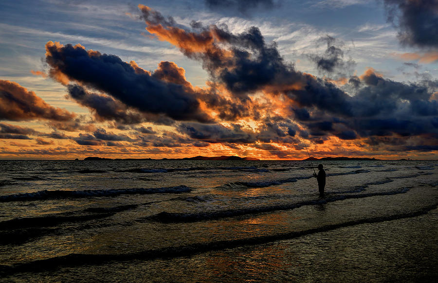 Fisherman At Sunset On The Gulf Of Photograph by Igor Prahin