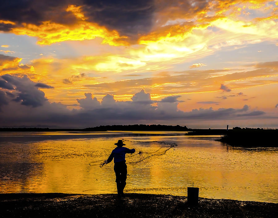 Fisherman Photograph - Fisherman Casting his Net 02 by Terry Shoemaker