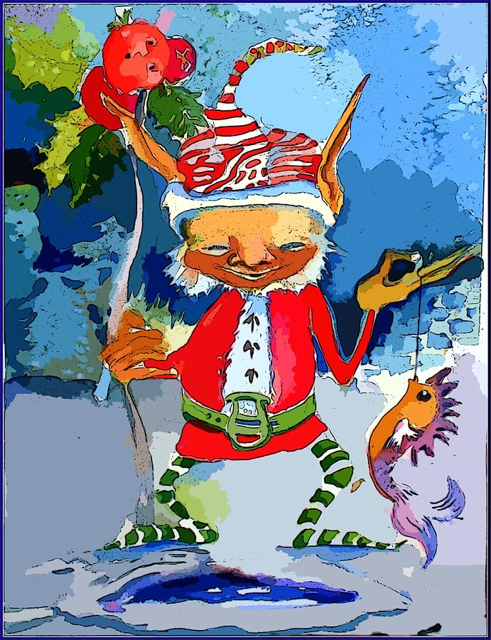 Fisherman Elf Painting by Mindy Newman