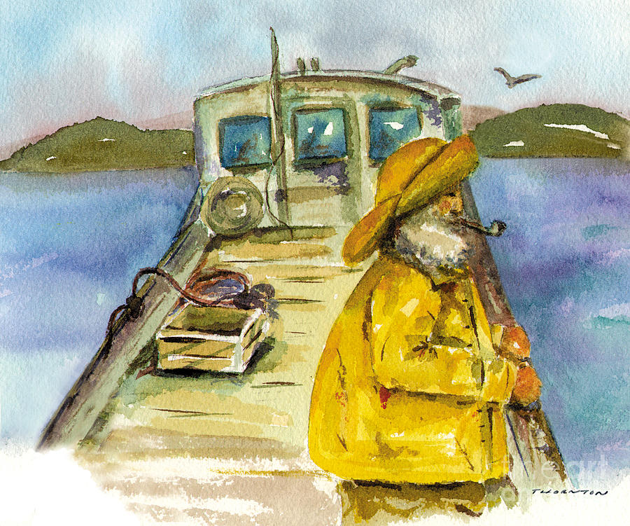 Fisherman Half Moon Bay Painting by Diane Thornton