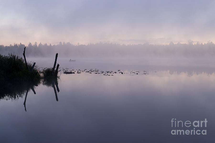 Fisherman On Small Lake In Fog Photograph by Jim Corwin
