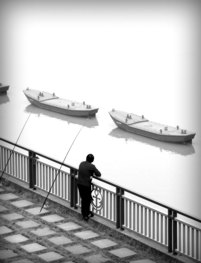 Fisherman Waiting Photograph by Valentino Visentini