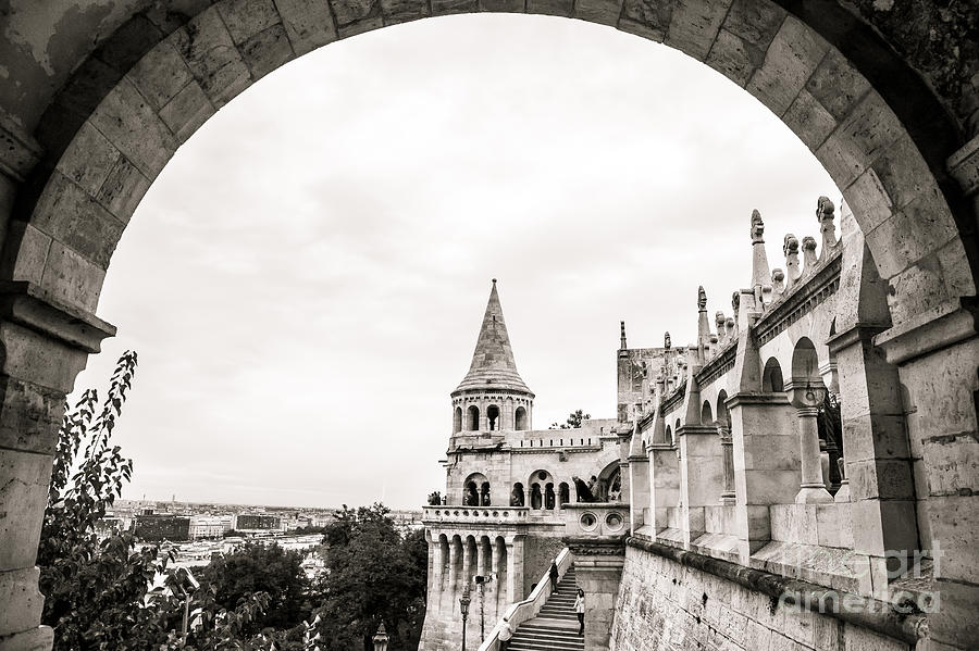 Fishermans Bastion Black And White Photograph