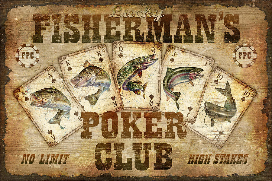 Fish Painting - Fishermans Poker Club by JQ Licensing