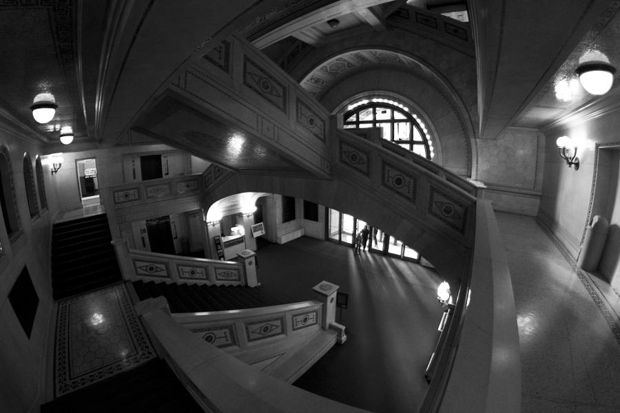 Fisheye view of Chicago Cultural Center marble stairs Photograph by Sven Brogren