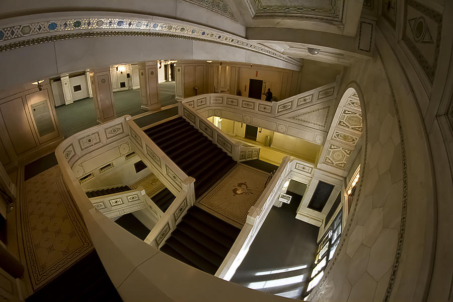 Fisheye view of grand marble stairs Photograph by Sven Brogren
