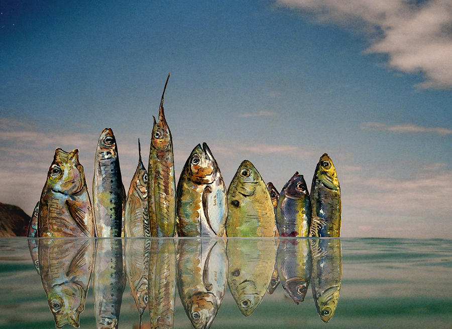 Fish Painting - Fishhattan by Juan  Bosco