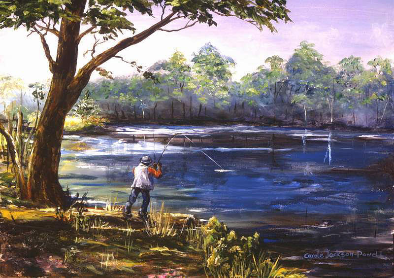 Fishin Painting by Carole Powell